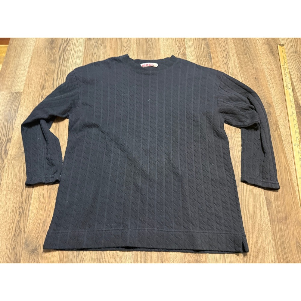 Energie Sweater Mens Size Small Black Pullover Cable Knit Textured Vintage